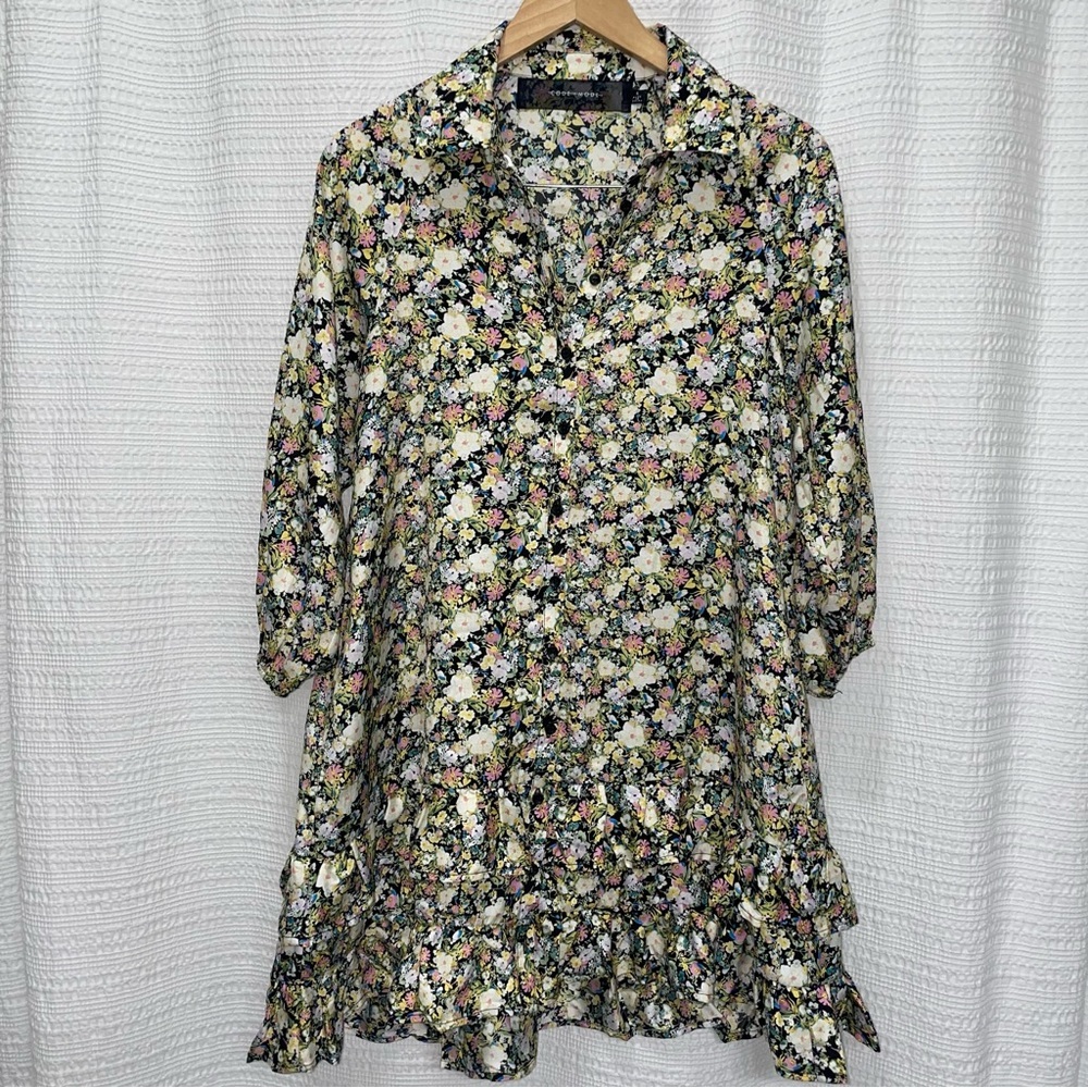 Code X Mode Multicolor Floral Print Button Down D… - image 1